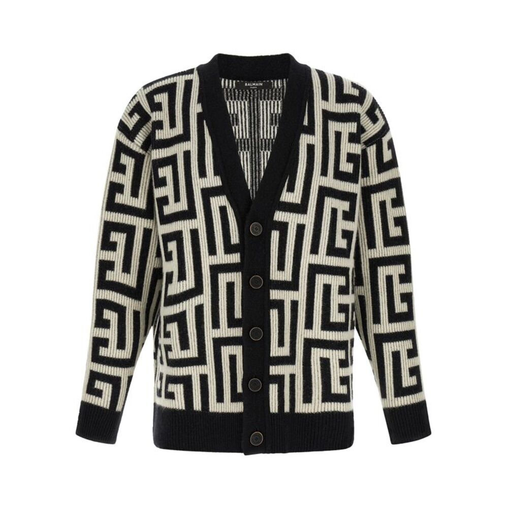 Balmain Bicolor Merino Wool Men's Cardigan